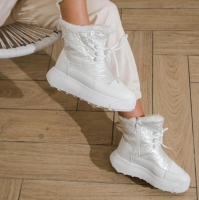 Jia Jia (Fashion) T-AM10-21Z Ботинки женские бел нейлон+иск кожа, подклад иск мех - Совместные покупки