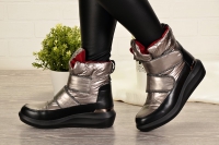 Loris Bottega LB-104 Ботинки серебр-чер нейлон+иск кожа, подклад иск мех  - Совместные покупки