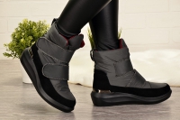 Loris Bottega LB-105Z Ботинки женские сер-чер нейлон+иск велюр, подклад иск мех - Совместные покупки